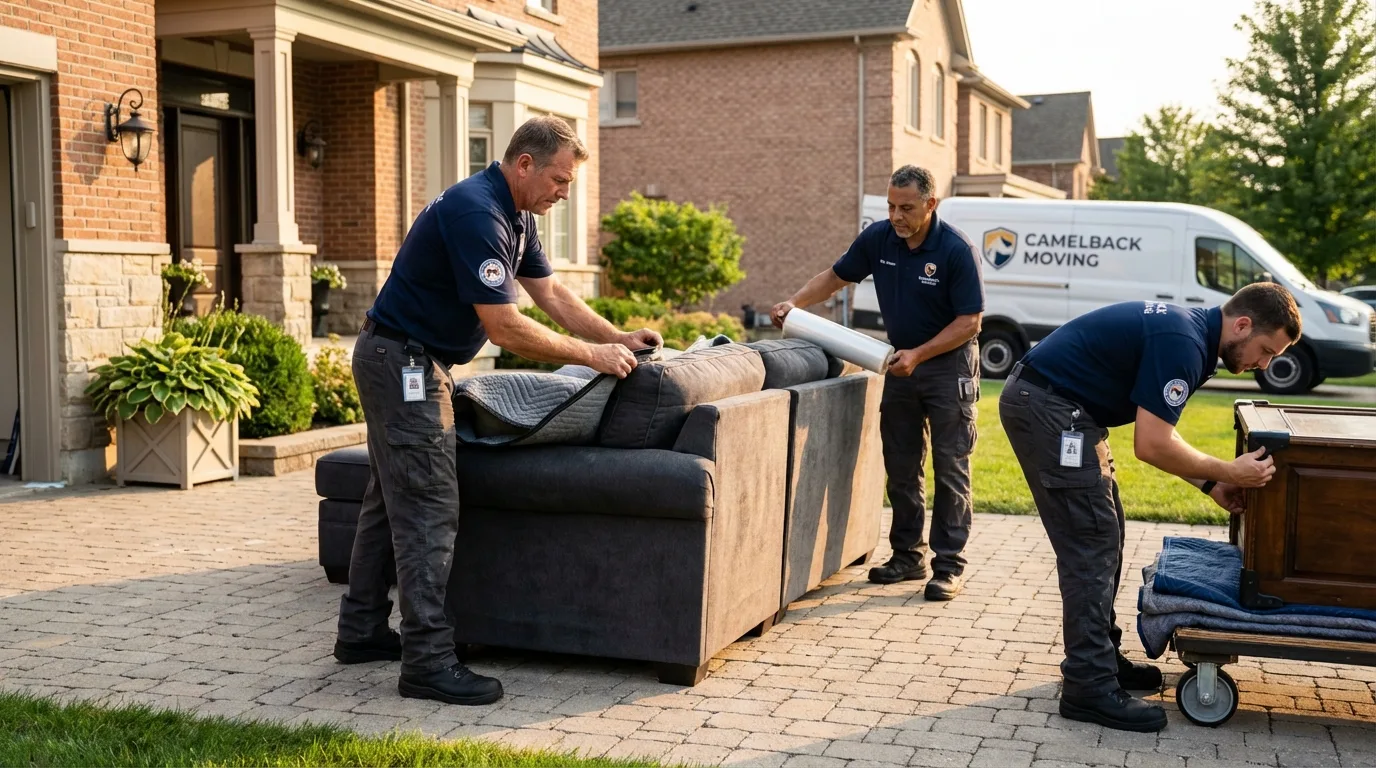 Large estate moving crew wrapping furniture in Vernon, NY